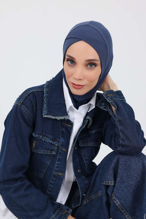 Turbanhaube innen mit Kreuzstich-Design für Damen, Turbanhaube innen in Einheitsgröße für Damen, schlichte gerippte Hijab-Turbanhaube für den Winter, TB-4RB