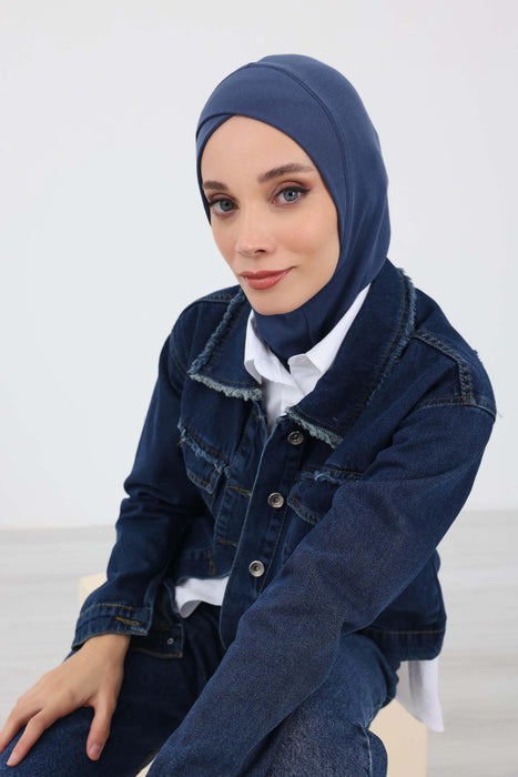 Turbanhaube innen mit Kreuzstich-Design für Damen, Turbanhaube innen in Einheitsgröße für Damen, schlichte gerippte Hijab-Turbanhaube für den Winter, TB-4RB