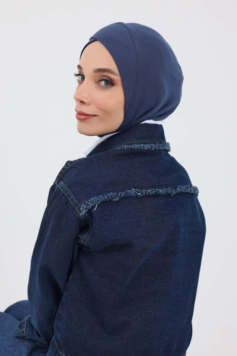 Turbanhaube innen mit Kreuzstich-Design für Damen, Turbanhaube innen in Einheitsgröße für Damen, schlichte gerippte Hijab-Turbanhaube für den Winter, TB-4RB