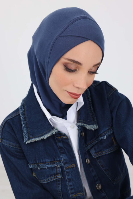 Turbanhaube innen mit Kreuzstich-Design für Damen, Turbanhaube innen in Einheitsgröße für Damen, schlichte gerippte Hijab-Turbanhaube für den Winter, TB-4RB