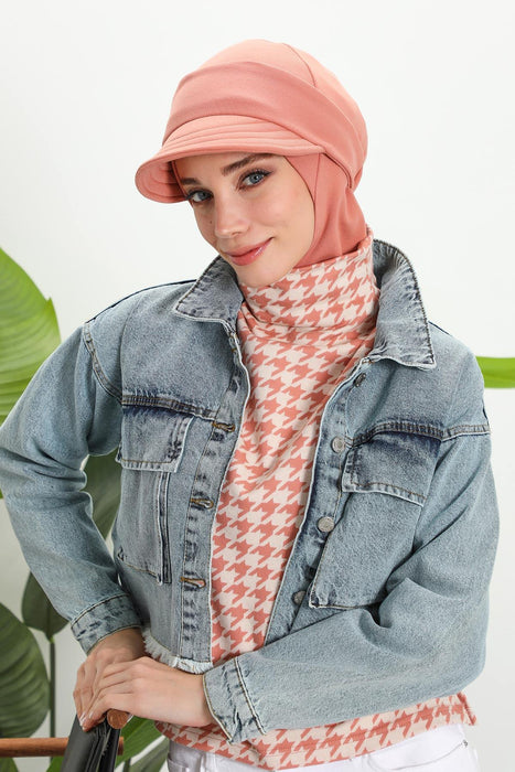 Detachable Visor Winter Turban for Women, Ribbed Polyviscose Stretch Headwrap, Stylish One-Size Cap for Cold Weather,B-82RB