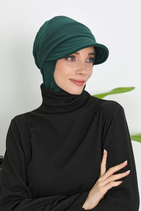 Detachable Visor Winter Turban for Women, Ribbed Polyviscose Stretch Headwrap, Stylish One-Size Cap for Cold Weather,B-82RB