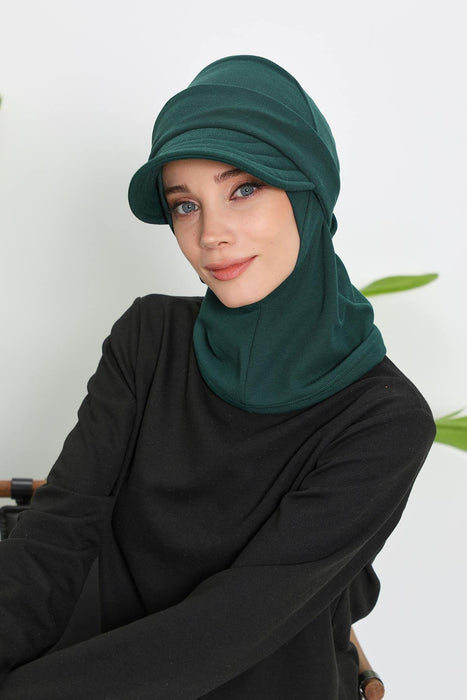 Detachable Visor Winter Turban for Women, Ribbed Polyviscose Stretch Headwrap, Stylish One-Size Cap for Cold Weather,B-82RB