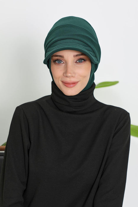 Detachable Visor Winter Turban for Women, Ribbed Polyviscose Stretch Headwrap, Stylish One-Size Cap for Cold Weather,B-82RB