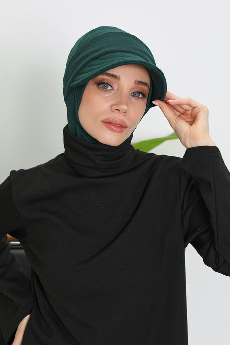 Detachable Visor Winter Turban for Women, Ribbed Polyviscose Stretch Headwrap, Stylish One-Size Cap for Cold Weather,B-82RB