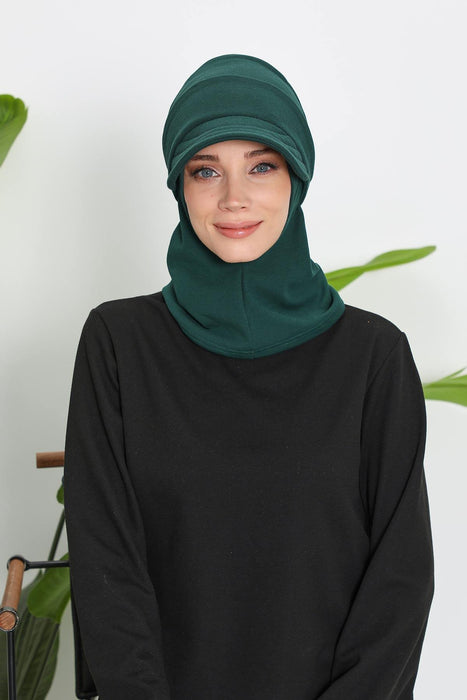 Detachable Visor Winter Turban for Women, Ribbed Polyviscose Stretch Headwrap, Stylish One-Size Cap for Cold Weather,B-82RB