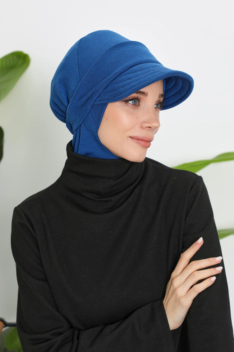 Detachable Visor Winter Turban for Women, Ribbed Polyviscose Stretch Headwrap, Stylish One-Size Cap for Cold Weather,B-82RB