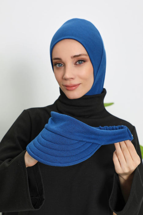 Detachable Visor Winter Turban for Women, Ribbed Polyviscose Stretch Headwrap, Stylish One-Size Cap for Cold Weather,B-82RB