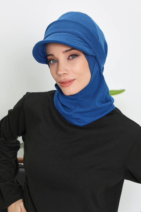 Detachable Visor Winter Turban for Women, Ribbed Polyviscose Stretch Headwrap, Stylish One-Size Cap for Cold Weather,B-82RB