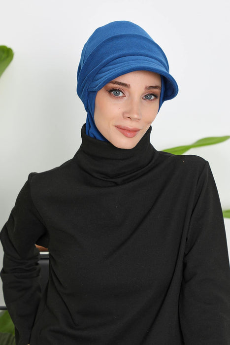 Detachable Visor Winter Turban for Women, Ribbed Polyviscose Stretch Headwrap, Stylish One-Size Cap for Cold Weather,B-82RB