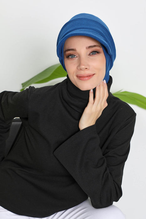 Detachable Visor Winter Turban for Women, Ribbed Polyviscose Stretch Headwrap, Stylish One-Size Cap for Cold Weather,B-82RB