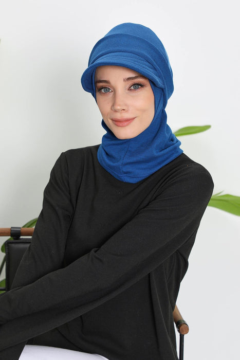 Detachable Visor Winter Turban for Women, Ribbed Polyviscose Stretch Headwrap, Stylish One-Size Cap for Cold Weather,B-82RB