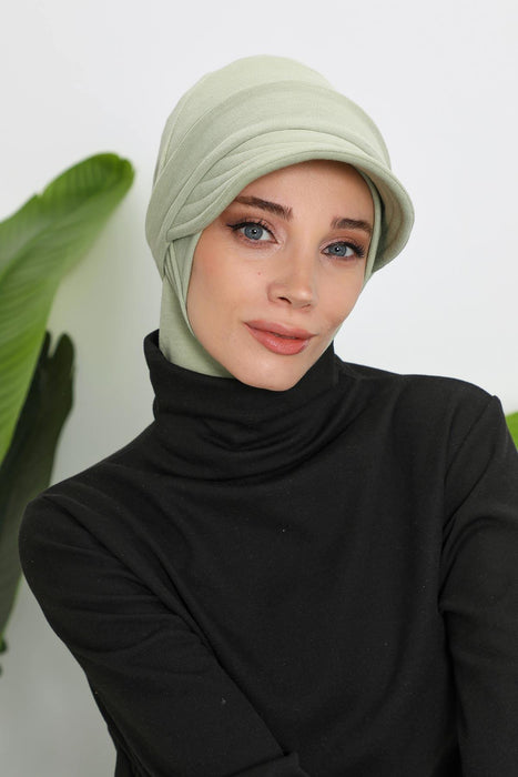 Detachable Visor Winter Turban for Women, Ribbed Polyviscose Stretch Headwrap, Stylish One-Size Cap for Cold Weather,B-82RB