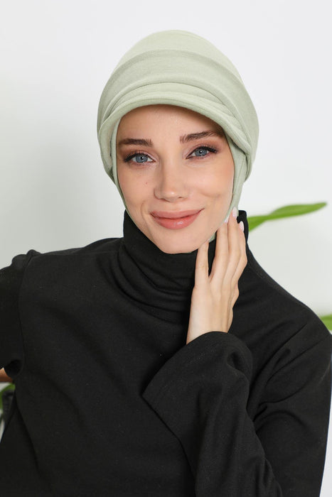 Detachable Visor Winter Turban for Women, Ribbed Polyviscose Stretch Headwrap, Stylish One-Size Cap for Cold Weather,B-82RB