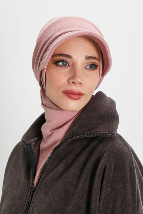 Detachable Visor Winter Turban for Women, Ribbed Polyviscose Stretch Headwrap, Stylish One-Size Cap for Cold Weather,B-82RB