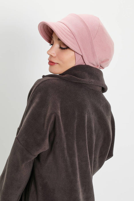 Detachable Visor Winter Turban for Women, Ribbed Polyviscose Stretch Headwrap, Stylish One-Size Cap for Cold Weather,B-82RB