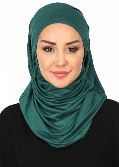 Easy to Wear Instant Turban Scarf for Women, Plain Color Turban Hijab Headwrap for Daily Use, Comfortable Modest Fashion Hijab Design,B-33 Green