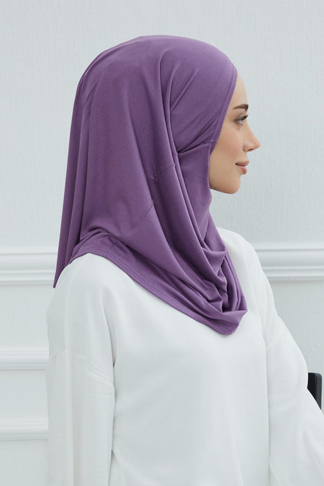 وشاح عمامة فوري سهل الارتداء للنساء، غطاء رأس عمامة بلون سادة للاستخدام اليومي، تصميم حجاب عصري مريح وبسيط، B-33