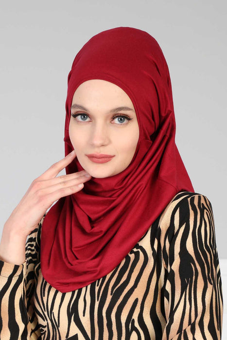 وشاح عمامة فوري سهل الارتداء للنساء، غطاء رأس عمامة بلون سادة للاستخدام اليومي، تصميم حجاب عصري مريح وبسيط، B-33