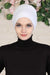 Elastic Easy Wrap Instant Turban Bonnet Cap for Women, Fashionable Single Colour Pre-Tied Turban Hijab, Cotton Elastic Chemo Headwear,B-53 White