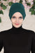 Elastic Easy Wrap Instant Turban Bonnet Cap for Women, Fashionable Single Colour Pre-Tied Turban Hijab, Cotton Elastic Chemo Headwear,B-53 Green