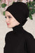 Elastic Easy Wrap Instant Turban Bonnet Cap for Women, Fashionable Single Colour Pre-Tied Turban Hijab, Cotton Elastic Chemo Headwear,B-53 Black