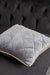 Elegant Velvet Lumbar Pillow Cover with Gold Stripe Edges, 18x18 Inches Square Throw Pillow Cover with Soft Touch for Interior Designs,K-318 Grey