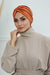 Elegant Velvet Shirred Instant Turban for Women, Luxurious Velour Instant Headwrap, Fashionable Pre-Tied Hijab Turban Cap for Women,B-20K Tile Red