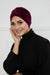 Elegant Velvet Shirred Instant Turban for Women, Luxurious Velour Instant Headwrap, Fashionable Pre-Tied Hijab Turban Cap for Women,B-20K Purple