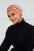 Elegant Velvet Shirred Instant Turban for Women, Luxurious Velour Instant Headwrap, Fashionable Pre-Tied Hijab Turban Cap for Women,B-20K Salmon