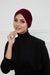 Elegant Velvet Shirred Instant Turban for Women, Luxurious Velour Instant Headwrap, Fashionable Pre-Tied Hijab Turban Cap for Women,B-20K Maroon