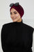 Elegant Velvet Shirred Instant Turban for Women, Luxurious Velour Instant Headwrap, Fashionable Pre-Tied Hijab Turban Cap for Women,B-20K Maroon