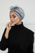 Elegant Velvet Shirred Instant Turban for Women, Luxurious Velour Instant Headwrap, Fashionable Pre-Tied Hijab Turban Cap for Women,B-20K Grey