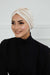 Elegant Velvet Shirred Instant Turban for Women, Luxurious Velour Instant Headwrap, Fashionable Pre-Tied Hijab Turban Cap for Women,B-20K Beige