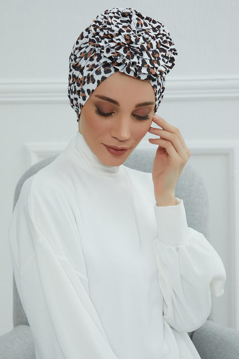 Fashionable High Quality Instant Turban Scarf Head Wrap made from Combed Cotton, Chemo Headwear with Beautiful Rose Patterns,B-21YD Wild Elegance