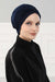 Fashionable Pleated Instant Turban Hijab for Women, Breathable Cotton Stretch Head Cover, High Quality Chemo & Alopecia Headwrap,B-19 Navy Blue