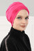 Fashionable Pleated Instant Turban Hijab for Women, Breathable Cotton Stretch Head Cover, High Quality Chemo & Alopecia Headwrap,B-19 Fuchsia