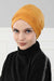 Fashionable Pleated Instant Turban Hijab for Women, Breathable Cotton Stretch Head Cover, High Quality Chemo & Alopecia Headwrap,B-19 Mustard Yellow