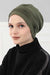 Fashionable Pleated Instant Turban Hijab for Women, Breathable Cotton Stretch Head Cover, High Quality Chemo & Alopecia Headwrap,B-19 Army Green