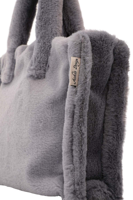 Faux Fur Plush Stylish Handbag for Women,CE-3 Grey