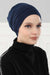 Flexible Instant Turban Bonnet Cap for Women, Plain Color High Quality Cotton Headwrap, Lightweight Cancer Chemo Headwear Turban Cover,B-34 Navy Blue