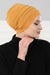 Flexible Instant Turban Bonnet Cap for Women, Plain Color High Quality Cotton Headwrap, Lightweight Cancer Chemo Headwear Turban Cover,B-34 Mustard Yellow