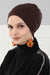 Flexible Instant Turban Bonnet Cap for Women, Plain Color High Quality Cotton Headwrap, Lightweight Cancer Chemo Headwear Turban Cover,B-34 Brown