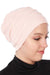 Flexible Instant Turban Bonnet Cap for Women, Plain Color High Quality Cotton Headwrap, Lightweight Cancer Chemo Headwear Turban Cover,B-34 Powder