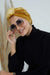 Glamour Knot Velvet Pre-Tied Turban, Super Soft Handmade Instant Turban Head Cover for Women, Velvet Winter Hat, Comfy Chemo Headwear,B-68K Mustard Yellow