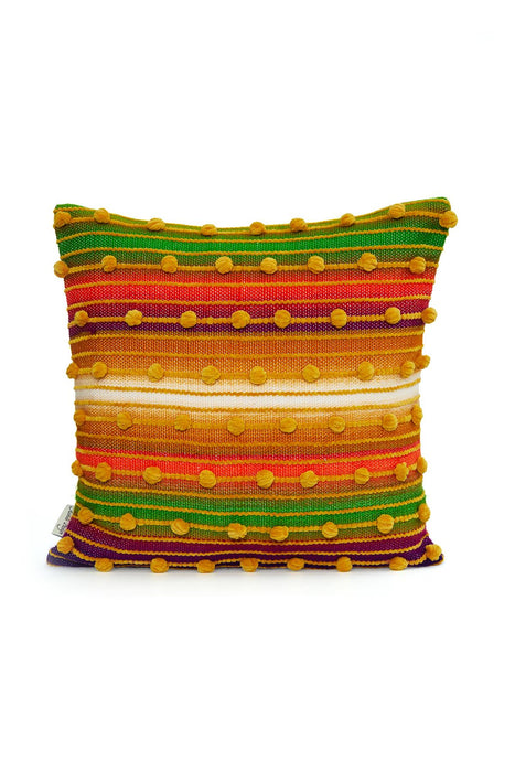 Hand Knotted Decorative Wool Throw Pillow Cover Traditional Anatolian Hand Loom Woven Handcrafted 45x45 cm Cushion Cover,K-230 Multicolored