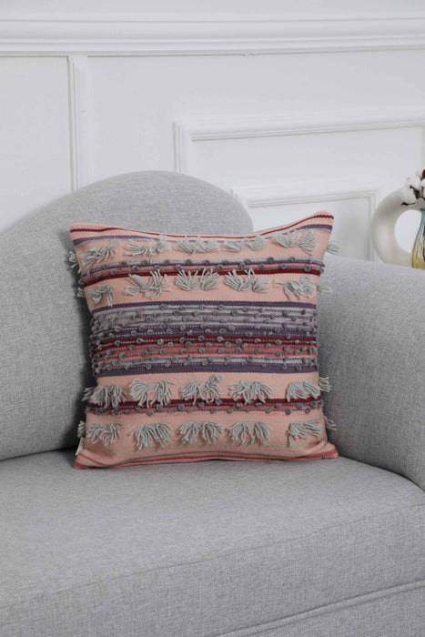 Hand Knotted Decorative Wool Throw Pillow Cover Traditional Anatolian Hand Loom Woven Handcrafted 45x45 cm Cushion Cover,K-231 Multicolored