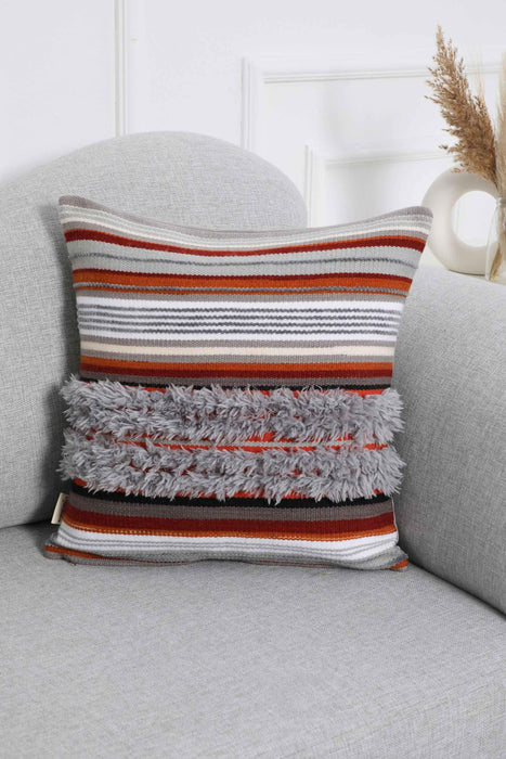 Hand Knotted Decorative Wool Throw Pillow Cover Traditional Anatolian Hand Loom Woven Handcrafted 45x45 cm Cushion Cover,K-233 Multicolored