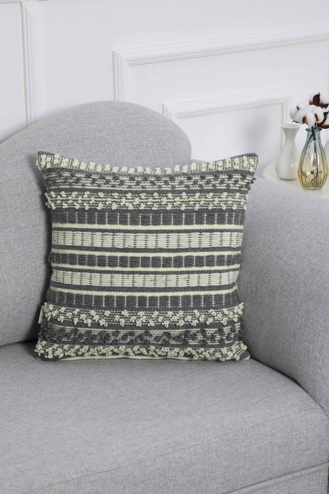 Hand Knotted Decorative Wool Throw Pillow Cover Traditional Anatolian Hand Loom Woven Handcrafted 45x45 cm Cushion Cover,K-235 Multicolored