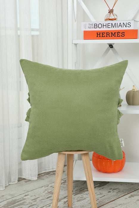 Handcrafted Throw Pillow with Elegant Ruffle Detail, Luxurious Cushion Cover for Living Room or Bedroom Decorations,K-270